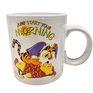 Vintage BIG Disney Tigger Pooh Coffee Mug Cup Jump Start Your Morning Pajamas